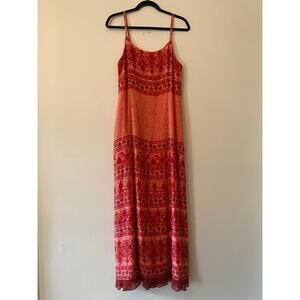 International Concepts Y2K Vintage Pink Floral Maxi Dress 100% Silk Women's 12